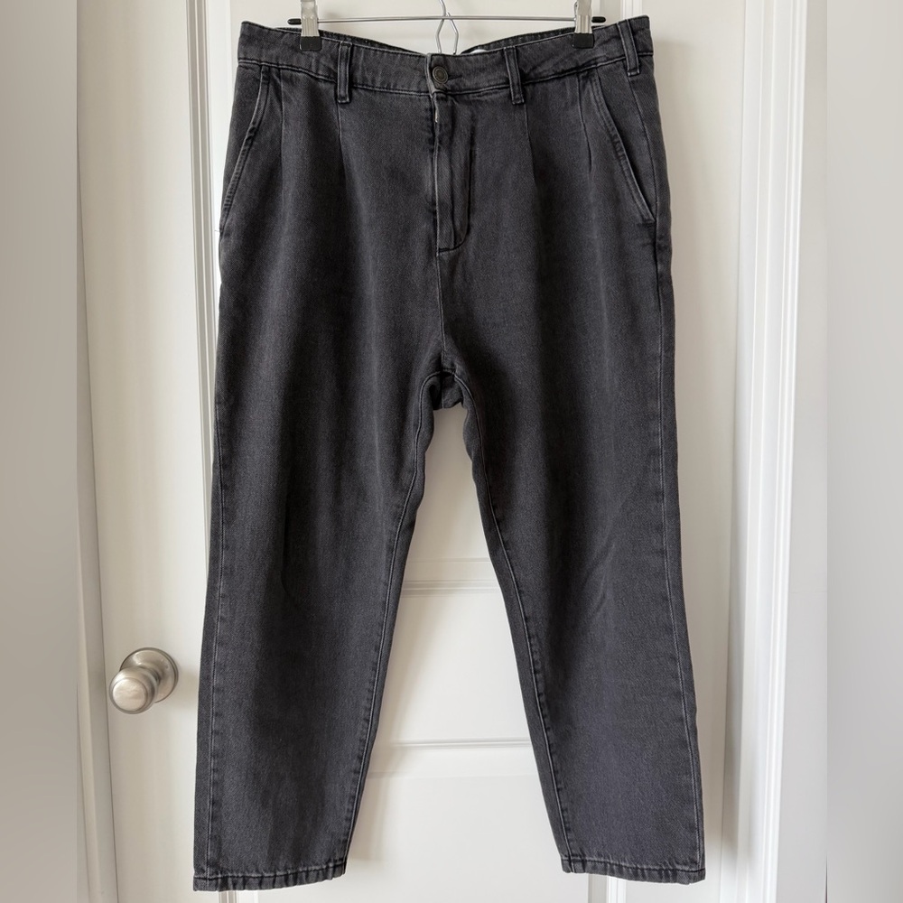 Zara Hidh - Rise Cropped Charcoal Denim Jeans-Relaxed Fit - US / 32
